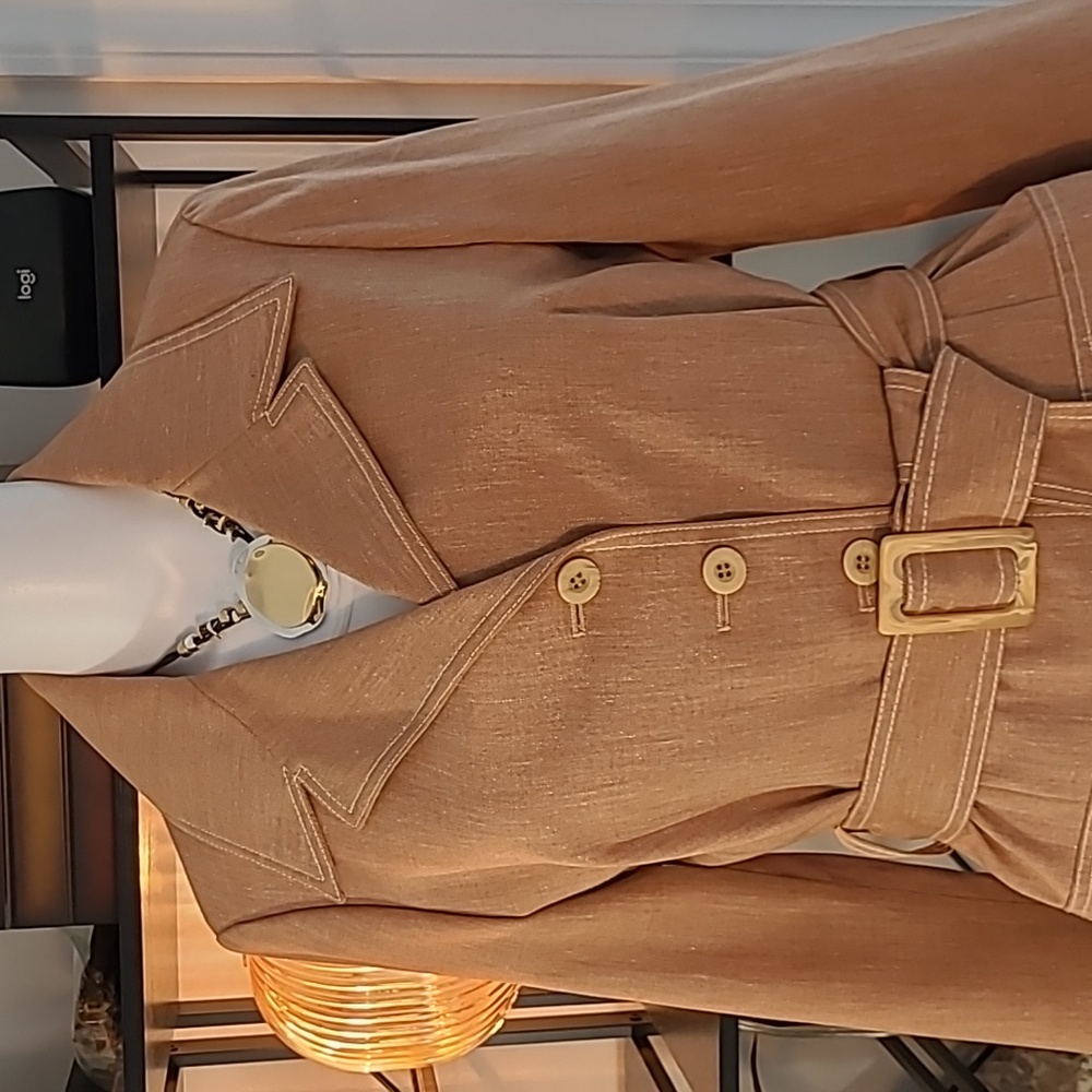 Anne Klein Light Brown Belted Blazer - Picture 3 of 16